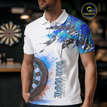 Load image into Gallery viewer, Custom Grey And Blue Splashed Dartboard Darts Polo Shirt For Men Darts Team Jerseys NYN0947