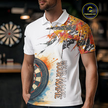 Load image into Gallery viewer, Custom Grey And Yellow Splashed Dartboard Darts Polo Shirt For Men Darts Team Jerseys NYN0948