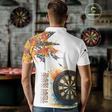 Load image into Gallery viewer, Custom Grey And Yellow Splashed Dartboard Darts Polo Shirt For Men Darts Team Jerseys NYN0948