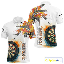 Load image into Gallery viewer, Custom Grey And Yellow Splashed Dartboard Darts Polo Shirt For Men Darts Team Jerseys NYN0948