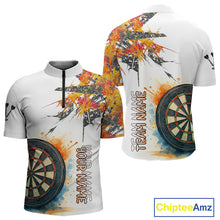 Load image into Gallery viewer, Custom Grey And Yellow Splashed Dartboard Darts 1/4-Zip Shirt For Men Darts Team Jerseys NYN0948