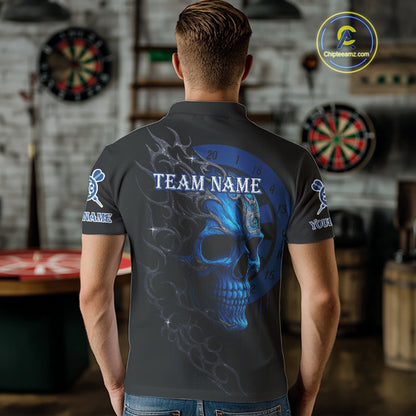 Custom Blue Skull Dartboard Polo Dart Shirt Personalized Outfits Dart Jersey For Men NYN1316