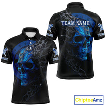 Load image into Gallery viewer, Custom Blue Skull Dartboard Polo Dart Shirt Personalized Outfits Dart Jersey For Men NYN1316
