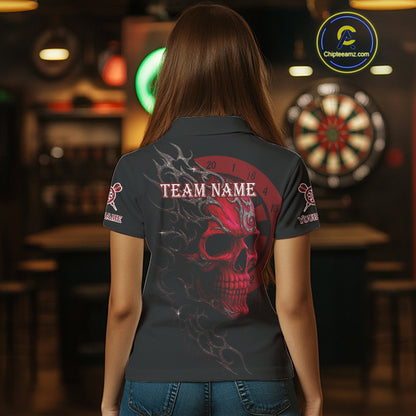 Custom Red Skull Dartboard Polo Dart Shirt Personalized Outfits Dart Jersey For Women NYN1317