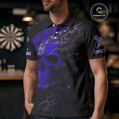 Custom Purple Skull Dartboard Polo Dart Shirt Personalized Outfits Dart Jersey For Men NYN1318