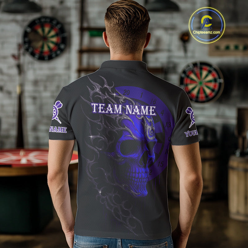 Custom Purple Skull Dartboard Polo Dart Shirt Personalized Outfits Dart Jersey For Men NYN1318