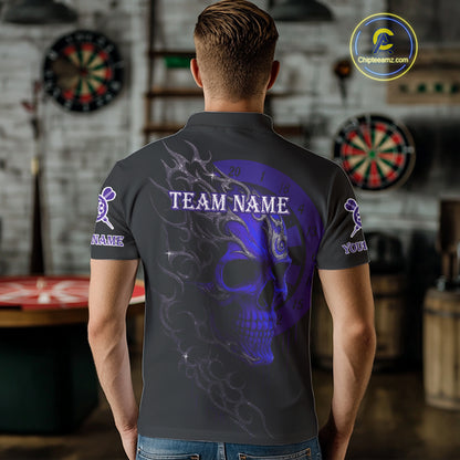 Custom Purple Skull Dartboard Polo Dart Shirt Personalized Outfits Dart Jersey For Men NYN1318