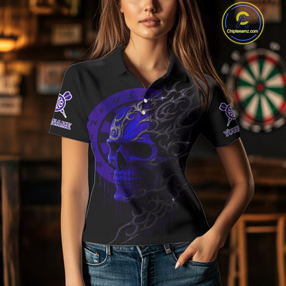 Custom Purple Skull Dartboard Polo Dart Shirt Personalized Outfits Dart Jersey For Women NYN1318