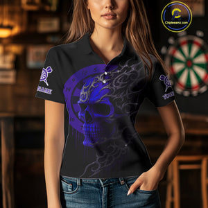 Custom Purple Skull Dartboard Polo Dart Shirt Personalized Outfits Dart Jersey For Women NYN1318