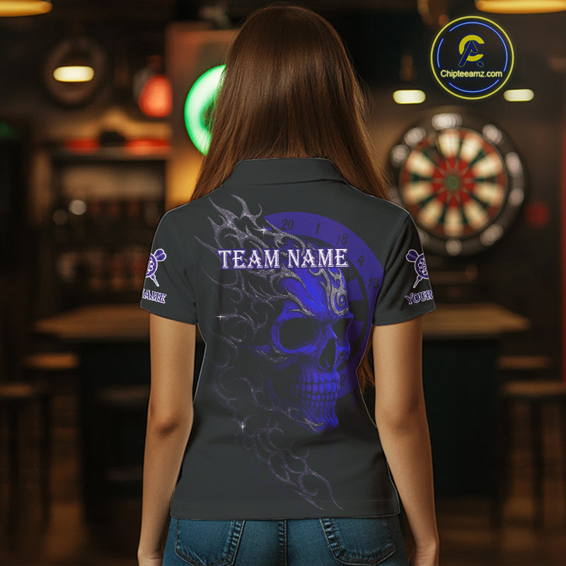 Custom Purple Skull Dartboard Polo Dart Shirt Personalized Outfits Dart Jersey For Women NYN1318