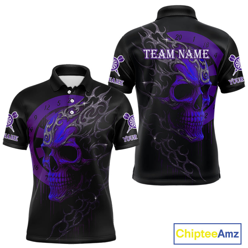Custom Purple Skull Dartboard Polo Dart Shirt Personalized Outfits Dart Jersey For Men NYN1318