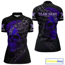 Load image into Gallery viewer, Custom Purple Skull Dartboard 1/4-Zip Dart Shirt Personalized Outfits Dart Jersey For Women NYN1318