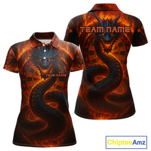 Load image into Gallery viewer, Personalized Red Flames Dragon Dartboard Darts Polo Jerseys For Women, Dart Team Jerseys NYN0963