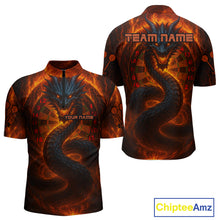 Load image into Gallery viewer, Personalized Red Flames Dragon Dartboard Darts 1/4-Zip Jerseys For Men, Dart Team Jerseys NYN0963