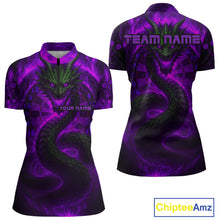 Load image into Gallery viewer, Personalized Purple Flames Dragon Dartboard Darts 1/4-Zip Jerseys For Women, Dart Team Jerseys NYN0964