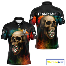 Load image into Gallery viewer, Custom Multi-Color Skull Dartboard Polo Dart Shirt For Men Colorful Skull Dart Jerseys NYN1324