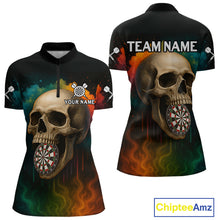 Load image into Gallery viewer, Custom Multi-Color Skull Dartboard 1/4-Zip Dart Shirt For Women Colorful Skull Dart Jerseys NYN1324