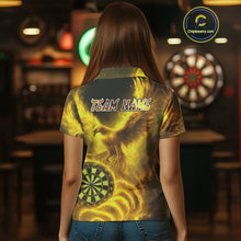 Load image into Gallery viewer, Custom Yellow Flames Phoenix Dartboard Darts Jersey Personalized Darts Polo Shirt For Women NYN0970