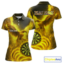 Load image into Gallery viewer, Custom Yellow Flames Phoenix Dartboard Darts Jersey Personalized Darts Polo Shirt For Women NYN0970