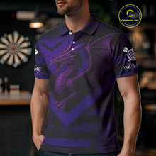 Load image into Gallery viewer, Custom Purple Grunge Dragon Dartboard Dart Polo Shirt For Men Outfit Dart Team Jersey NYN1364