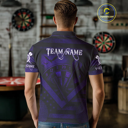 Custom Purple Grunge Dragon Dartboard Dart Polo Shirt For Men Outfit Dart Team Jersey NYN1364
