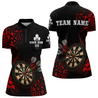 Women's Custom Dart Shirt - 3D Dartboard With Red Geometric Shards, Dart Team Jersey NYN0248