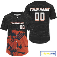 Load image into Gallery viewer, Orange Men's Patriotic Baseball Jersey Custom US Flag with Youth Baseball Jerseys NYN1032