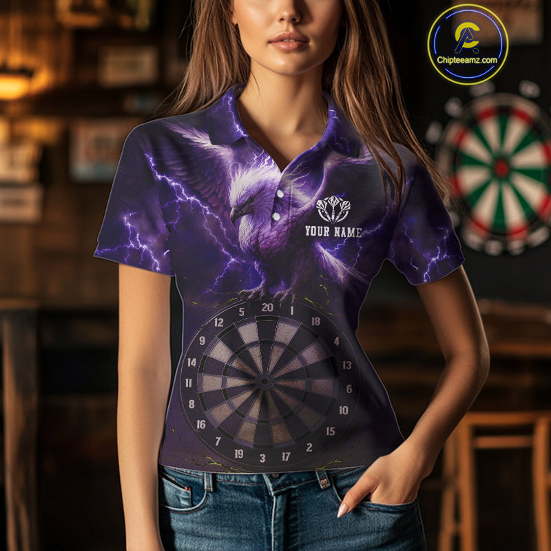 Custom Lightning Purple Eagle Dartboard Women Dart Shirt Outfits Dart Team Jerseys NYN1066