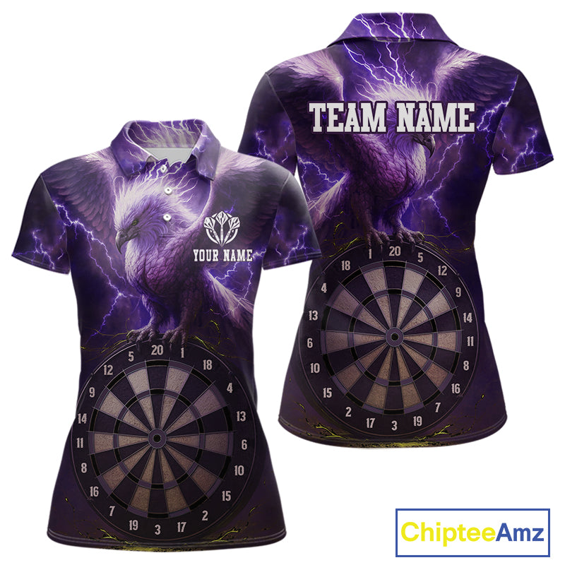 Custom Lightning Purple Eagle Dartboard Women Dart Shirt Outfits Dart Team Jerseys NYN1066