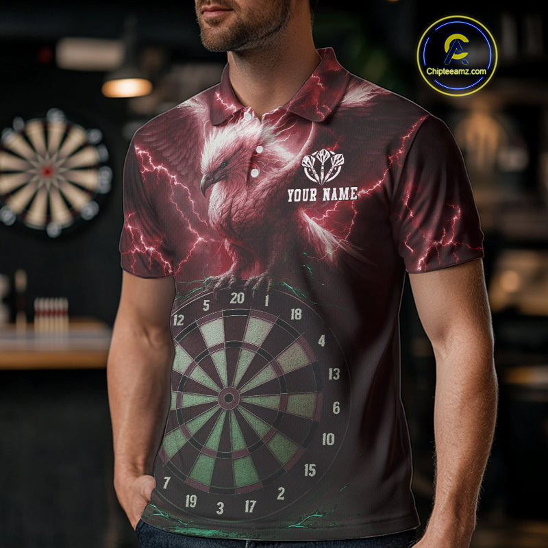 Custom Lightning Red Eagle Dartboard Men Dart Shirt Outfits Dart Team Jerseys NYN1067