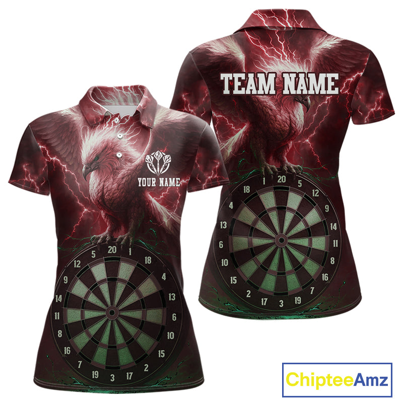 Custom Lightning Red Eagle Dartboard Women Dart Shirt Outfits Dart Team Jerseys NYN1067