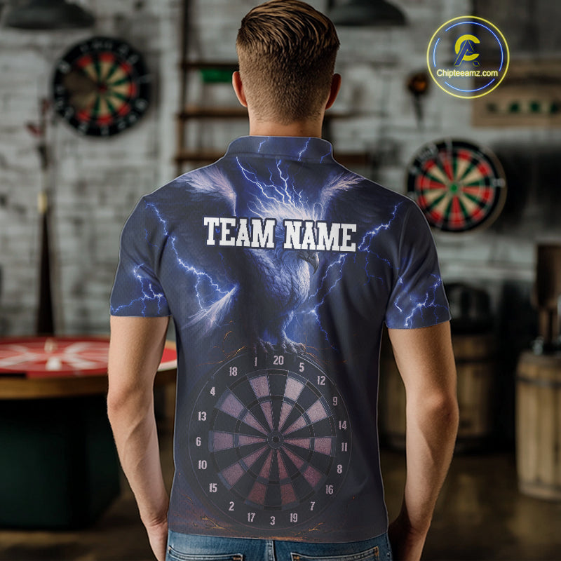 Custom Lightning Blue Eagle Dartboard Men Dart Shirt Outfits Dart Team Jerseys NYN1068