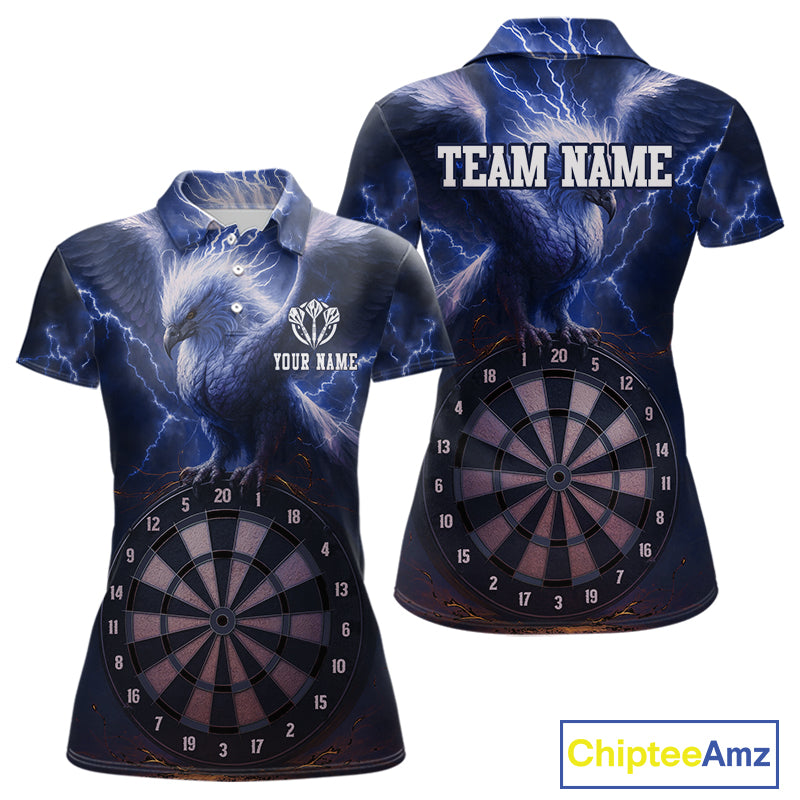 Custom Lightning Blue Eagle Dartboard Women Dart Shirt Outfits Dart Team Jerseys NYN1068