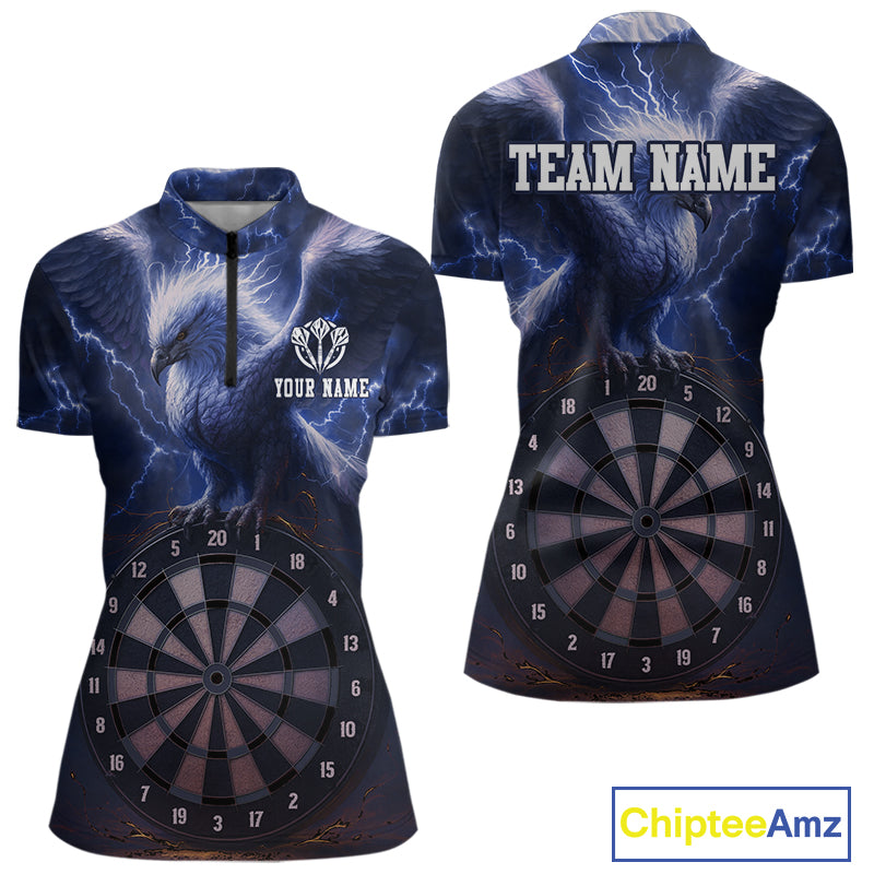 Custom Lightning Blue Eagle Dartboard Women Dart Shirt Outfits Dart Team Jerseys NYN1068
