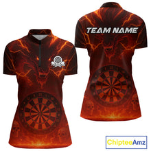 Load image into Gallery viewer, Red Custom Lightning Dragon Skull Dart Shirts For Women Outfit Dart Dragon Jerseys NYN1058