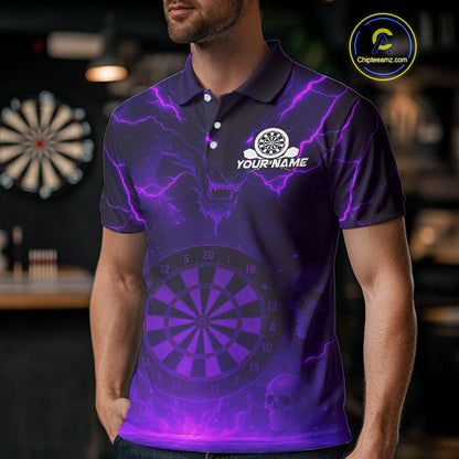 Purple Custom Lightning Dragon Skull Dart Shirts For Men Outfit Dart Dragon Jerseys NYN1059