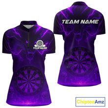 Load image into Gallery viewer, Purple Custom Lightning Dragon Skull Dart Shirts For Women Outfit Dart Dragon Jerseys NYN1059