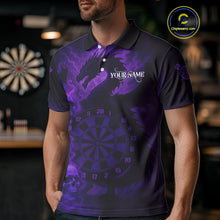 Load image into Gallery viewer, Custom Skull Dragon Purple Dartboard Men Polo &amp; 1/4-Zip Dart Shirt, Darts Team Jerseys NYN1090
