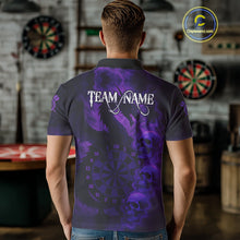 Load image into Gallery viewer, Custom Skull Dragon Purple Dartboard Men Polo &amp; 1/4-Zip Dart Shirt, Darts Team Jerseys NYN1090