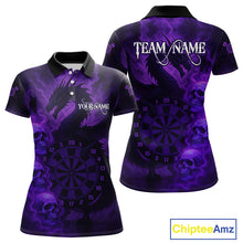 Load image into Gallery viewer, Custom Skull Dragon Purple Dartboard Women Polo &amp; 1/4-Zip Dart Shirt, Darts Team Jerseys NYN1090
