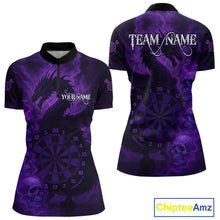 Load image into Gallery viewer, Custom Skull Dragon Purple Dartboard Women Polo &amp; 1/4-Zip Dart Shirt, Darts Team Jerseys NYN1090