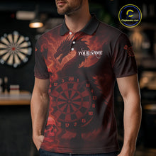 Load image into Gallery viewer, Custom Skull Dragon Red Dartboard Men Polo &amp; 1/4-Zip Dart Shirt, Darts Team Jerseys NYN1091