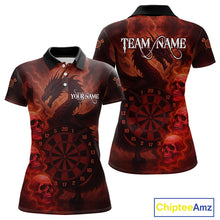 Load image into Gallery viewer, Custom Skull Dragon Red Dartboard Women Polo &amp; 1/4-Zip Dart Shirt, Darts Team Jerseys NYN1091
