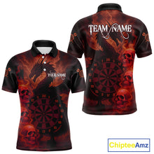 Load image into Gallery viewer, Custom Skull Dragon Red Dartboard Men Polo &amp; 1/4-Zip Dart Shirt, Darts Team Jerseys NYN1091