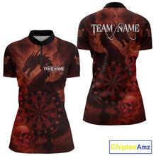 Load image into Gallery viewer, Custom Skull Dragon Red Dartboard Women Polo &amp; 1/4-Zip Dart Shirt, Darts Team Jerseys NYN1091