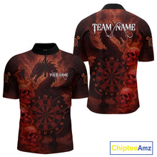 Load image into Gallery viewer, Custom Skull Dragon Red Dartboard Men Polo &amp; 1/4-Zip Dart Shirt, Darts Team Jerseys NYN1091