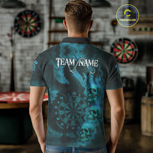 Load image into Gallery viewer, Custom Skull Dragon Turquoise Dartboard Men Polo &amp; 1/4-Zip Dart Shirt, Darts Team Jerseys NYN1092
