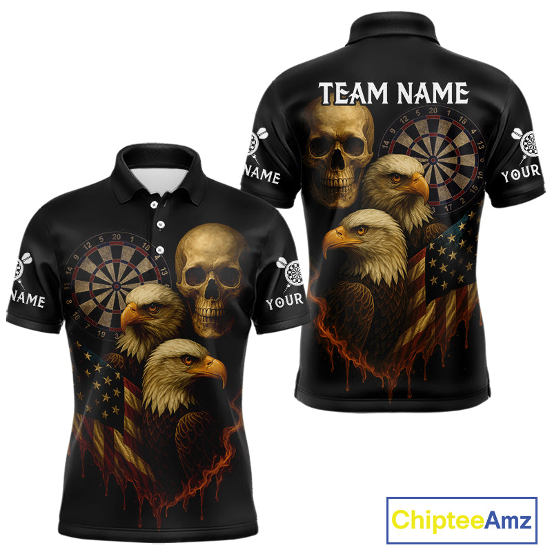 Custom Darts Shirt For Men Retro US Flag Patriotic Dart Jerseys, Vintage Dart Shirts NYN1123