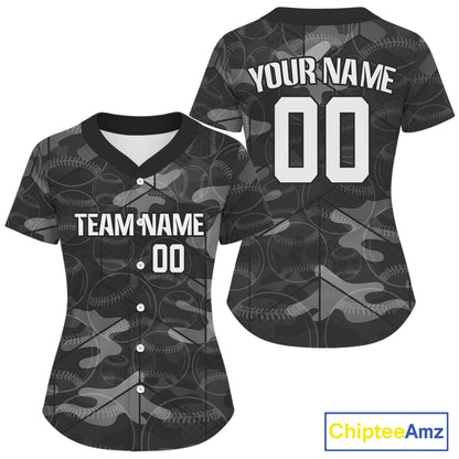 Custom Grey Camouflage Baseball Jersey For Women Personalized Youth Baseball Jerseys NYN1145