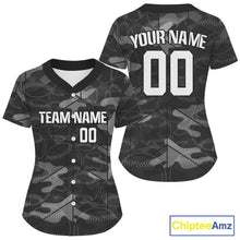 Load image into Gallery viewer, Custom Grey Camouflage Baseball Jersey For Women Personalized Youth Baseball Jerseys NYN1145